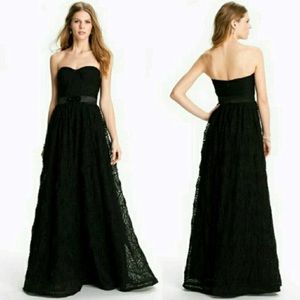 Adrianna Papell Black Strapless Lace Maxi Gown
